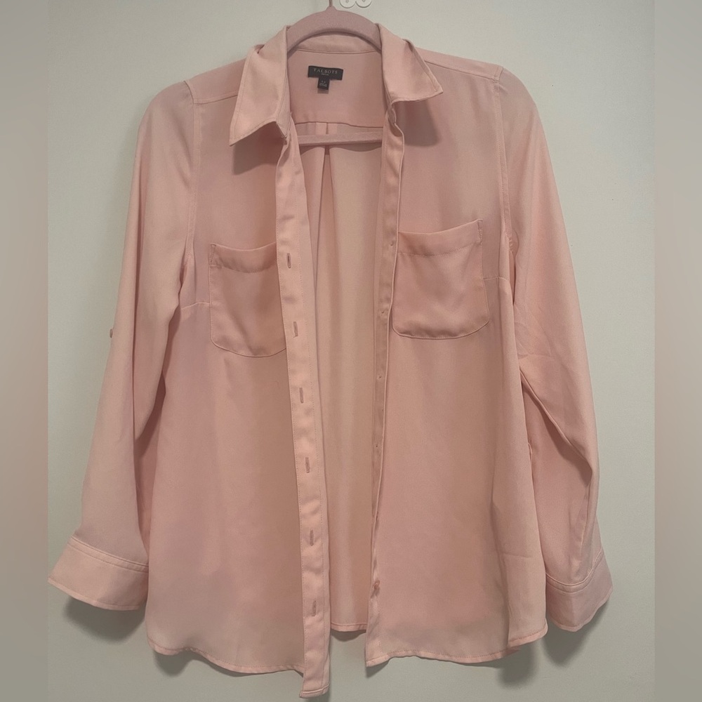 TALBOTS- Women's Pink Button-Up Blouse size: Lp
